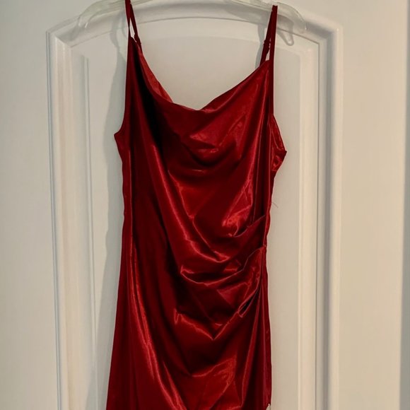 Shein Red Satin Maxi Dress - Picture 2 of 7